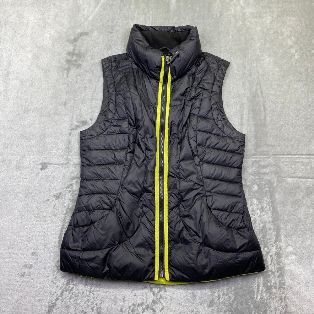 Halifax Traders Womens Down Puffer Vest Black Yellow Zip Collar Lightweight S